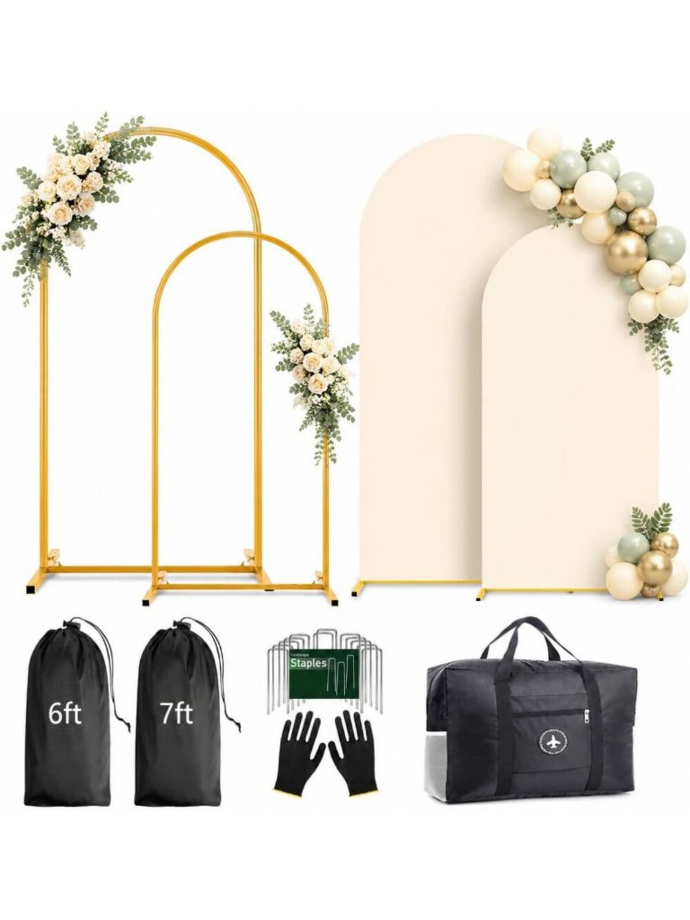Arch Backdrop Stand & Cover Set for Wedding, Baby Shower, Gender Reveal - 7.2ft